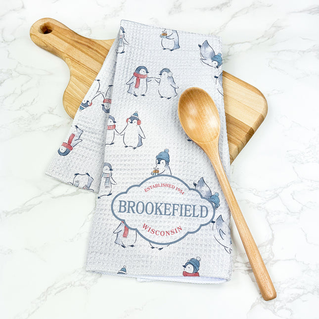 Winter Penguins - Custom Waffle Weave Towel