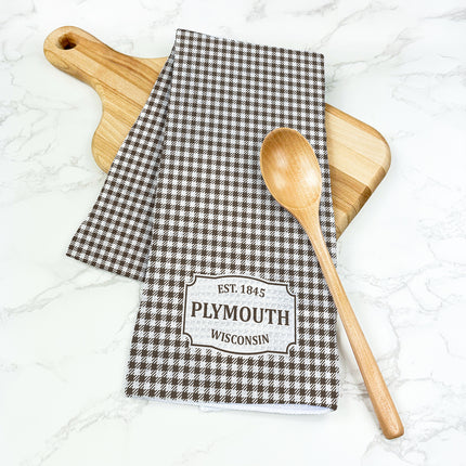 Brown Houndstooth Pattern - Custom Waffle Weave Towel