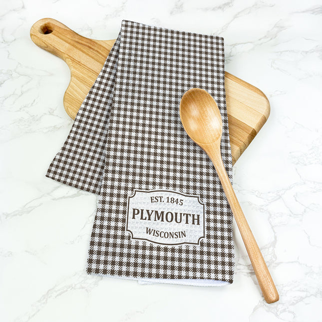 Brown Houndstooth Pattern - Custom Waffle Weave Towel