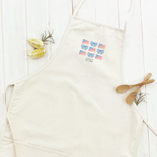 Watercolor Flags & Bows - Patriotic Women's Apron