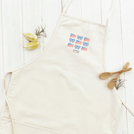 Watercolor Flags & Bows - Patriotic Women's Apron
