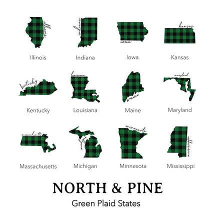 Green Plaid State - Custom Canvas Wine Bag