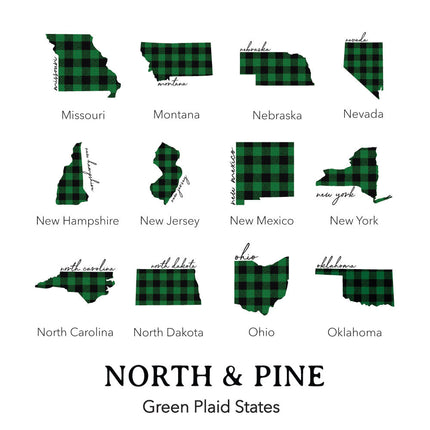 Green Plaid State - Custom Canvas Wine Bag