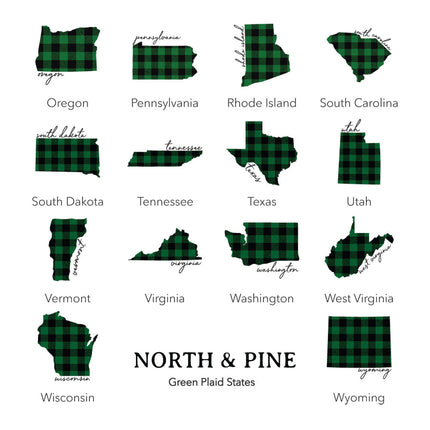 Green Plaid State - Custom Canvas Wine Bag