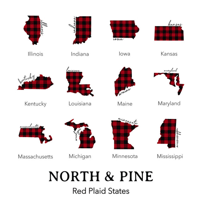 Red Plaid State - Custom Canvas Wine Bag