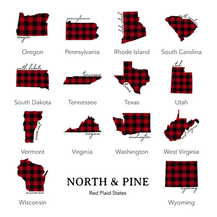 Red Plaid State - Custom Canvas Wine Bag
