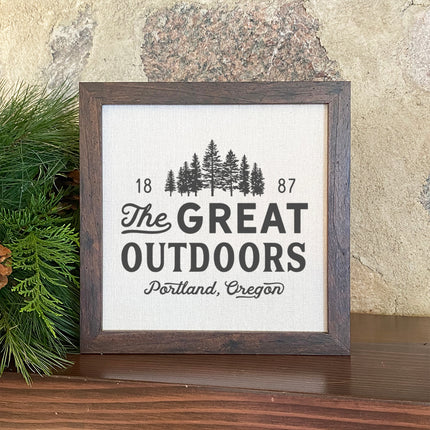 Great Outdoors w/ City, State - Custom Framed Sign
