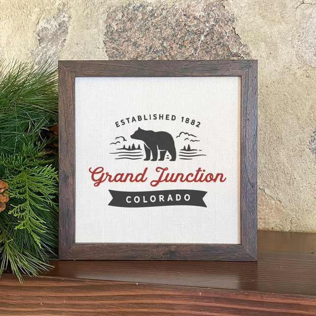 Bear Scene w/ City, State - Custom Framed Sign
