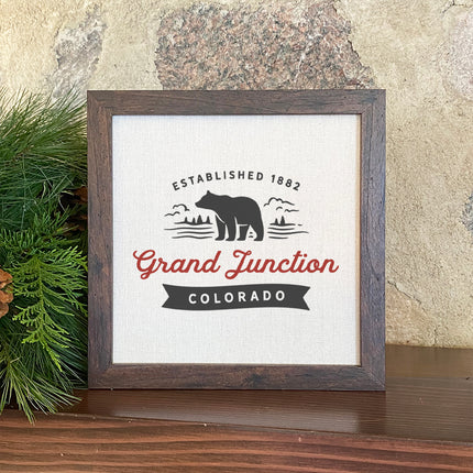 Bear Scene w/ City, State - Custom Framed Sign