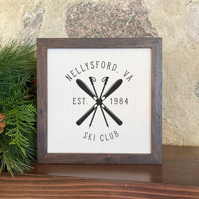 Ski Club w/ City, State - Custom Framed Sign
