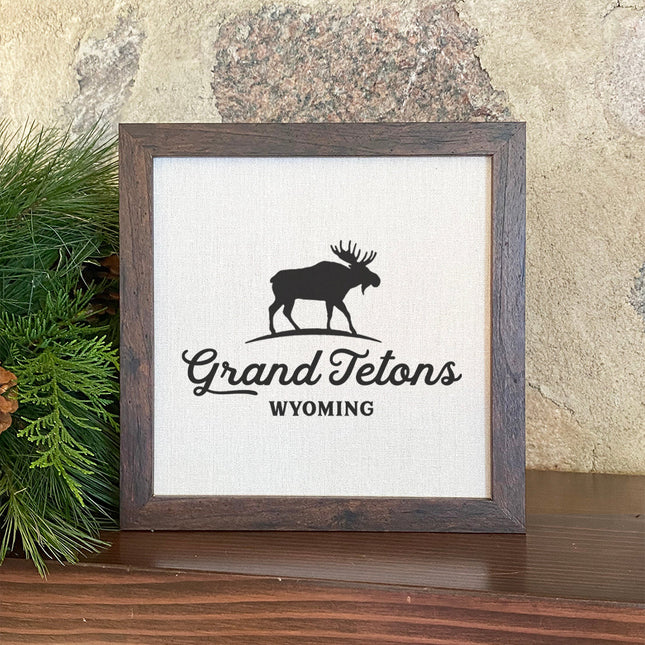 Moose Silhouette w/ City, State - Custom Framed Sign