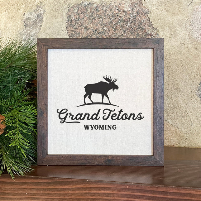 Moose Silhouette w/ City, State - Custom Framed Sign