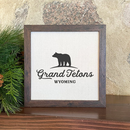 Bear Silhouette w/ City, State - Custom Framed Sign