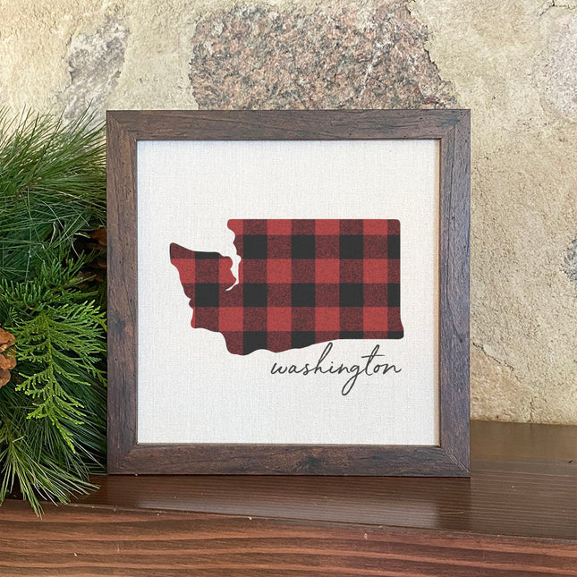 Red Plaid State - Custom Framed Sign