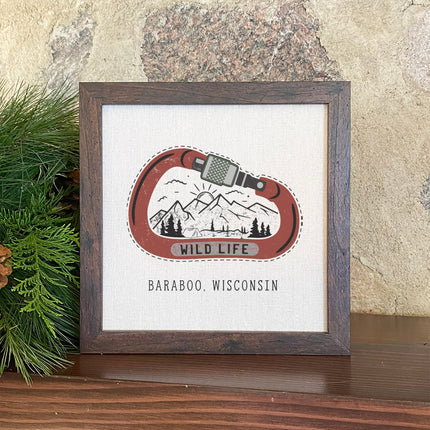 Wild Life Carabiner w/ City, State - Custom Framed Sign