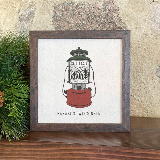 Get Lost Lantern w/ City, State - Custom Framed Sign