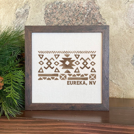 Western Pattern w/ City State - Custom Framed Sign