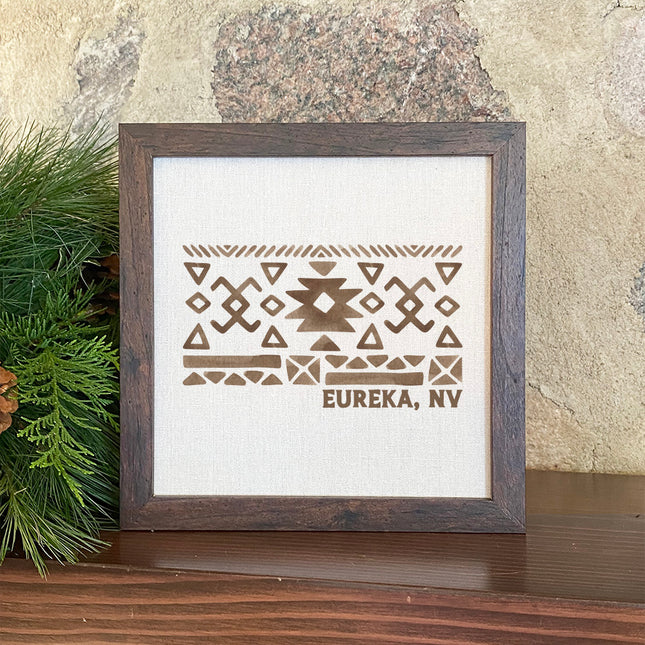 Western Pattern w/ City State - Custom Framed Sign