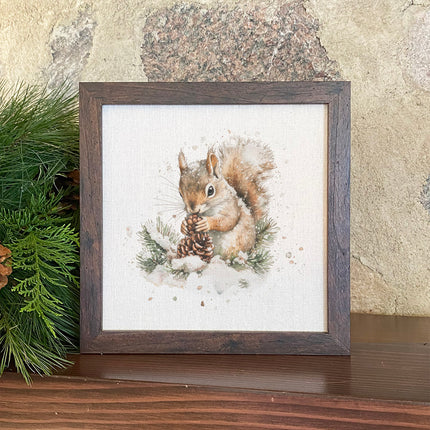 Pinecone Squirrel - Customizable Framed Sign