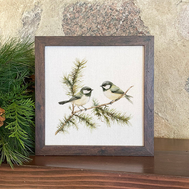 Chickadee Pair - Spring Framed Sign
