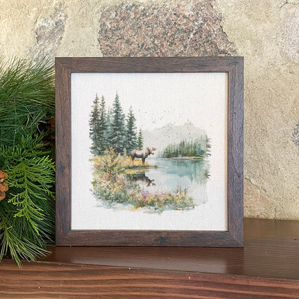 Moose Lake Scene - Spring Framed Sign