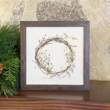 Wildflower Wreath - Spring Framed Sign