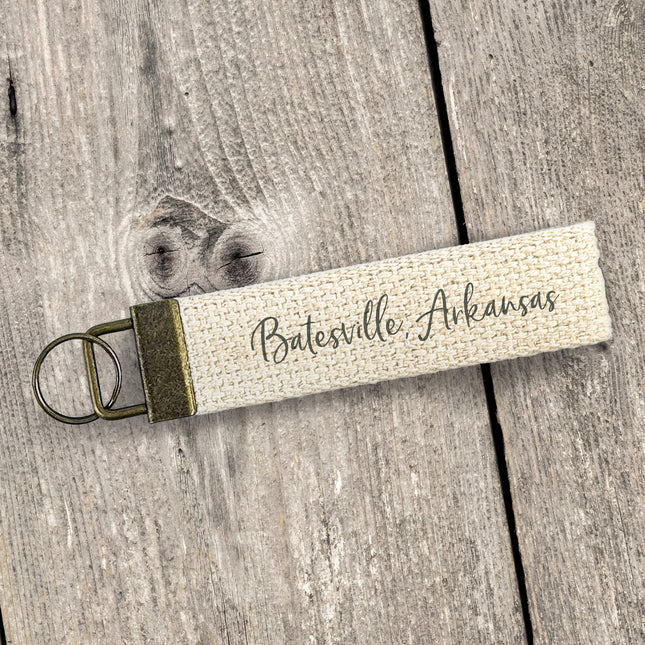 Script City, State - Custom Canvas Key Fob
