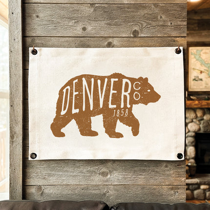 Vintage Bear Logomark - Custom Canvas Wall Hanging