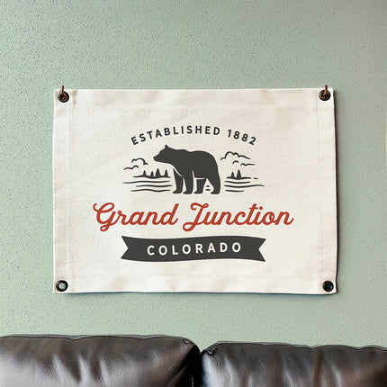 Bear Scene with City/State - Custom Canvas Wall Hanging