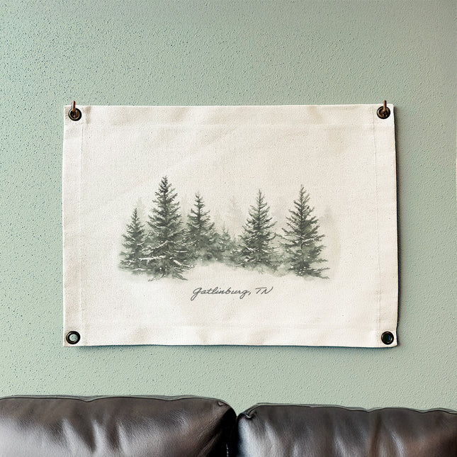 Winter Evergreens - Custom Canvas Wall Hanging