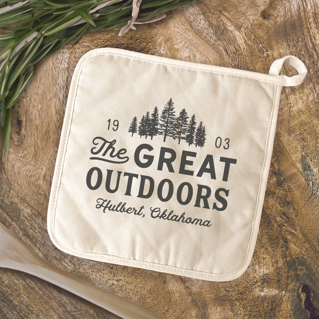 Great Outdoors w/ City, State - Custom Cotton Pot Holder