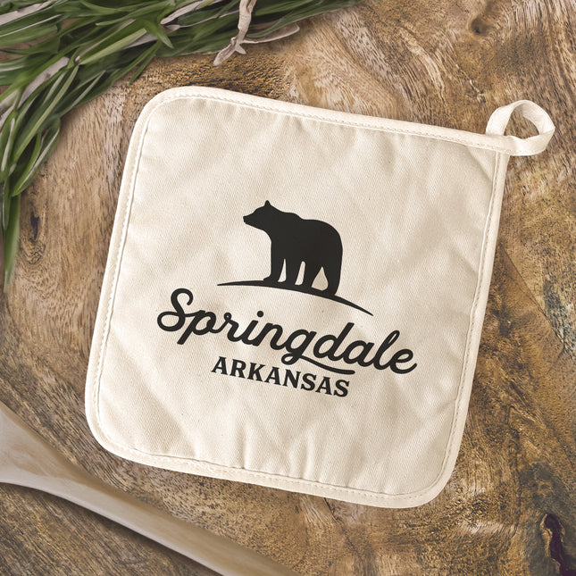 Bear Silhouette w/ City, State - Custom Cotton Pot Holder