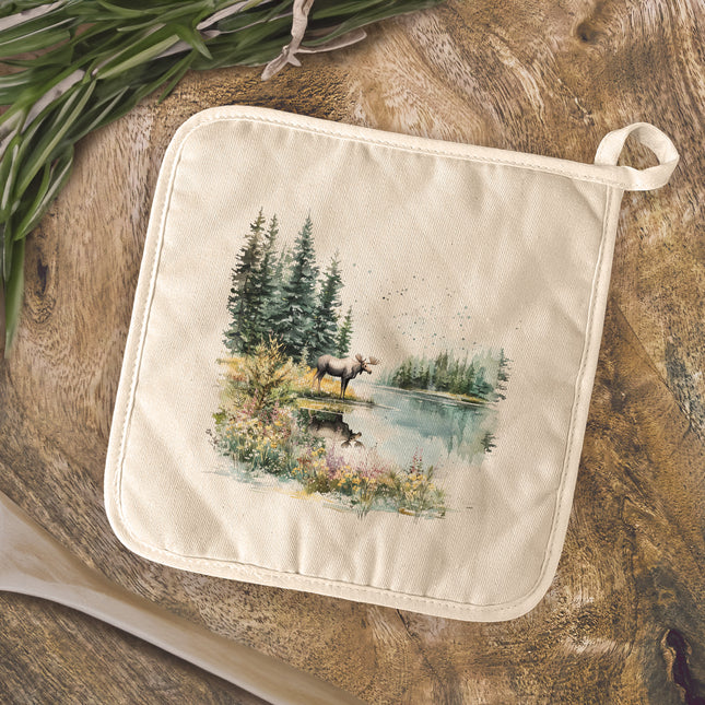 Moose Lake Scene - Spring Cotton Pot Holder