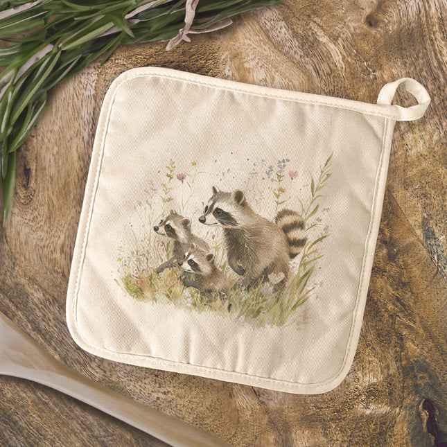 Raccoon Family - Spring Cotton Pot Holder