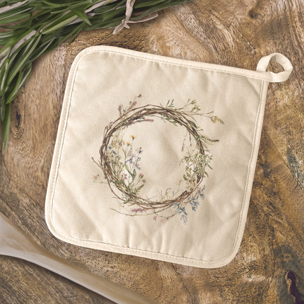 Wildflower Wreath - Spring Cotton Pot Holder