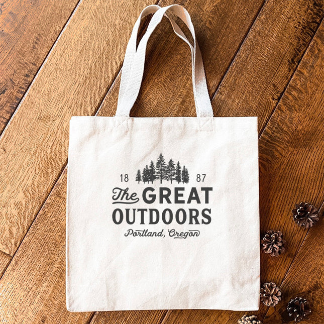Great Outdoors w/ City, State - Custom Canvas Tote Bag