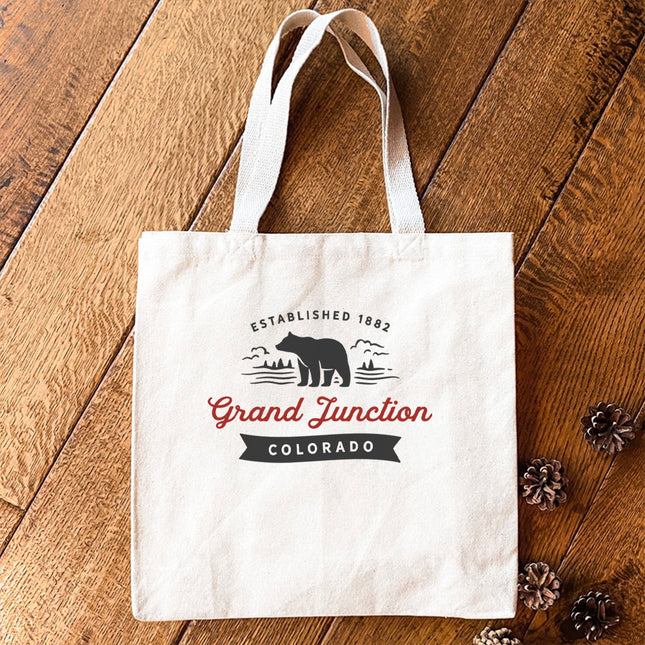 Bear Scene w/ City, State - Custom Canvas Tote Bag