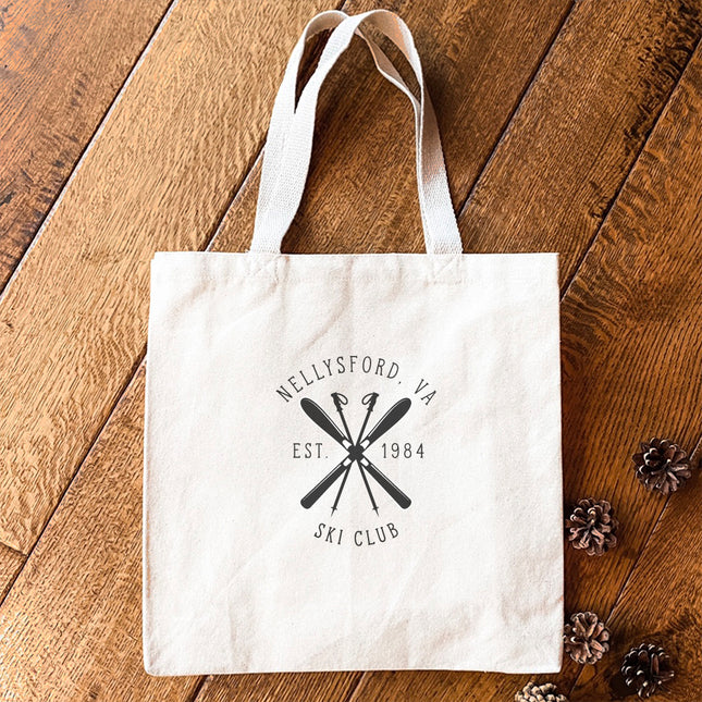 Ski Club w/ City, State - Custom Canvas Tote Bag
