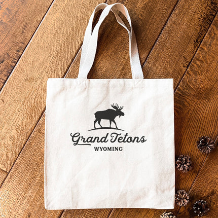 Moose Silhouette w/ City, State - Custom Canvas Tote Bag