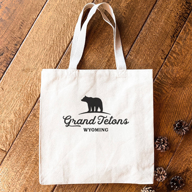 Bear Silhouette w/ City, State - Custom Canvas Tote Bag