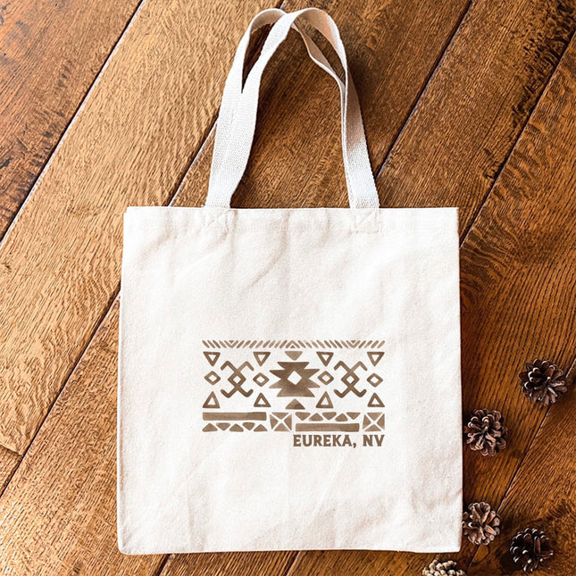 Western Pattern w/ City State - Custom Canvas Tote Bag