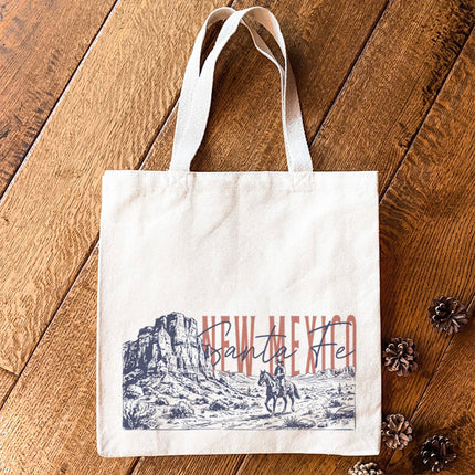 Sketched Cowboy Riding Horse - Custom Canvas Tote Bag
