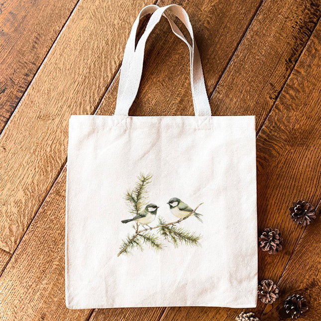 Chickadee Pair - Spring Canvas Tote Bag