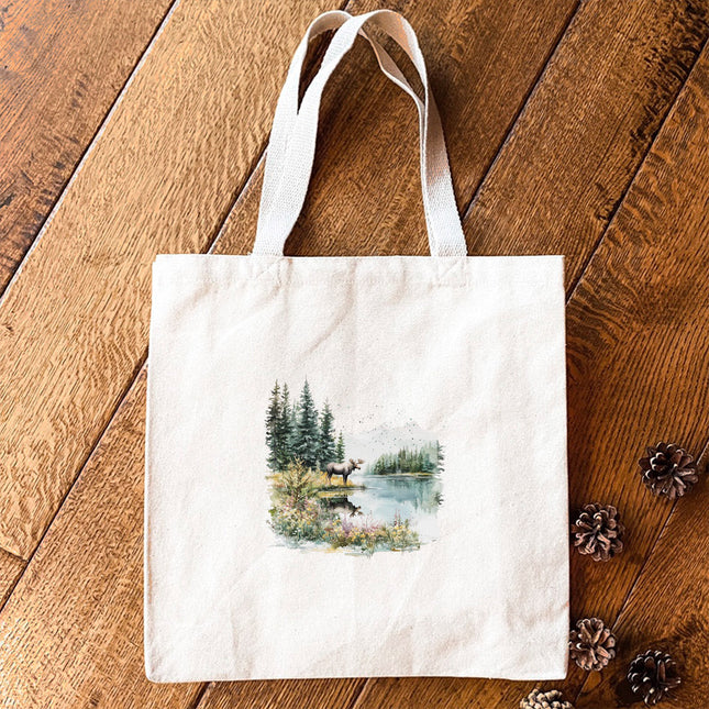 Moose Lake Scene - Spring Canvas Tote Bag