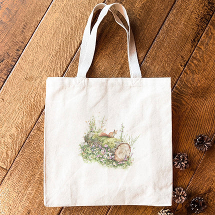 Red Squirrel on Log - Spring Canvas Tote Bag