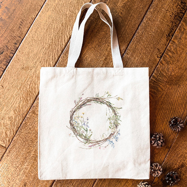 Wildflower Wreath - Spring Canvas Tote Bag