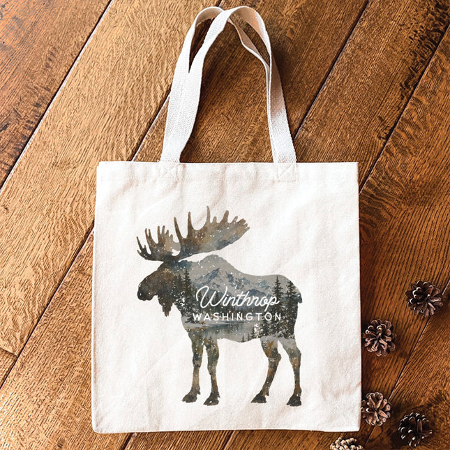 Moose Silhouette - Custom Canvas Tote Bag