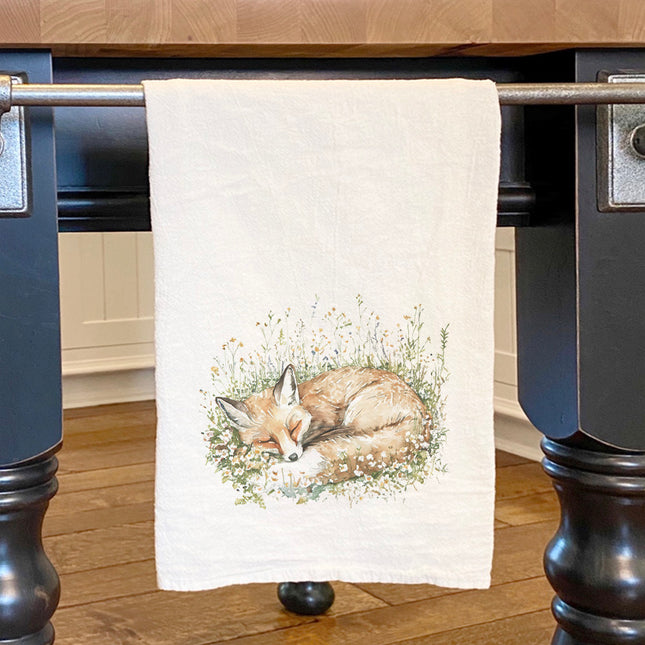 Sleeping Fox - Spring Cotton Tea Towel