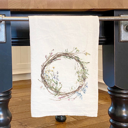 Wildflower Wreath - Spring Cotton Tea Towel