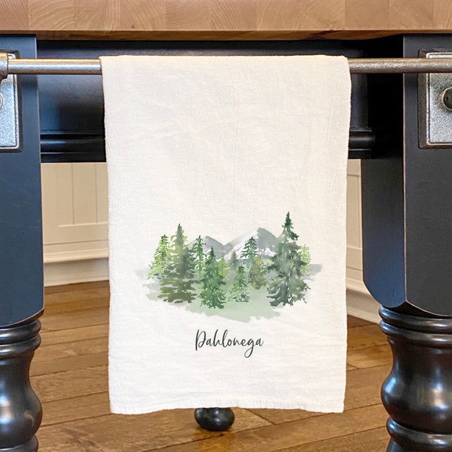 Watercolor Mountain Scene - Custom Cotton Tea Towel